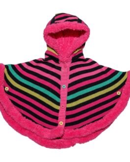 Poncho à capuche multicolore doublé bébé 1 mois