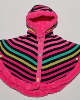 Poncho à capuche multicolore doublé bébé 1 mois
