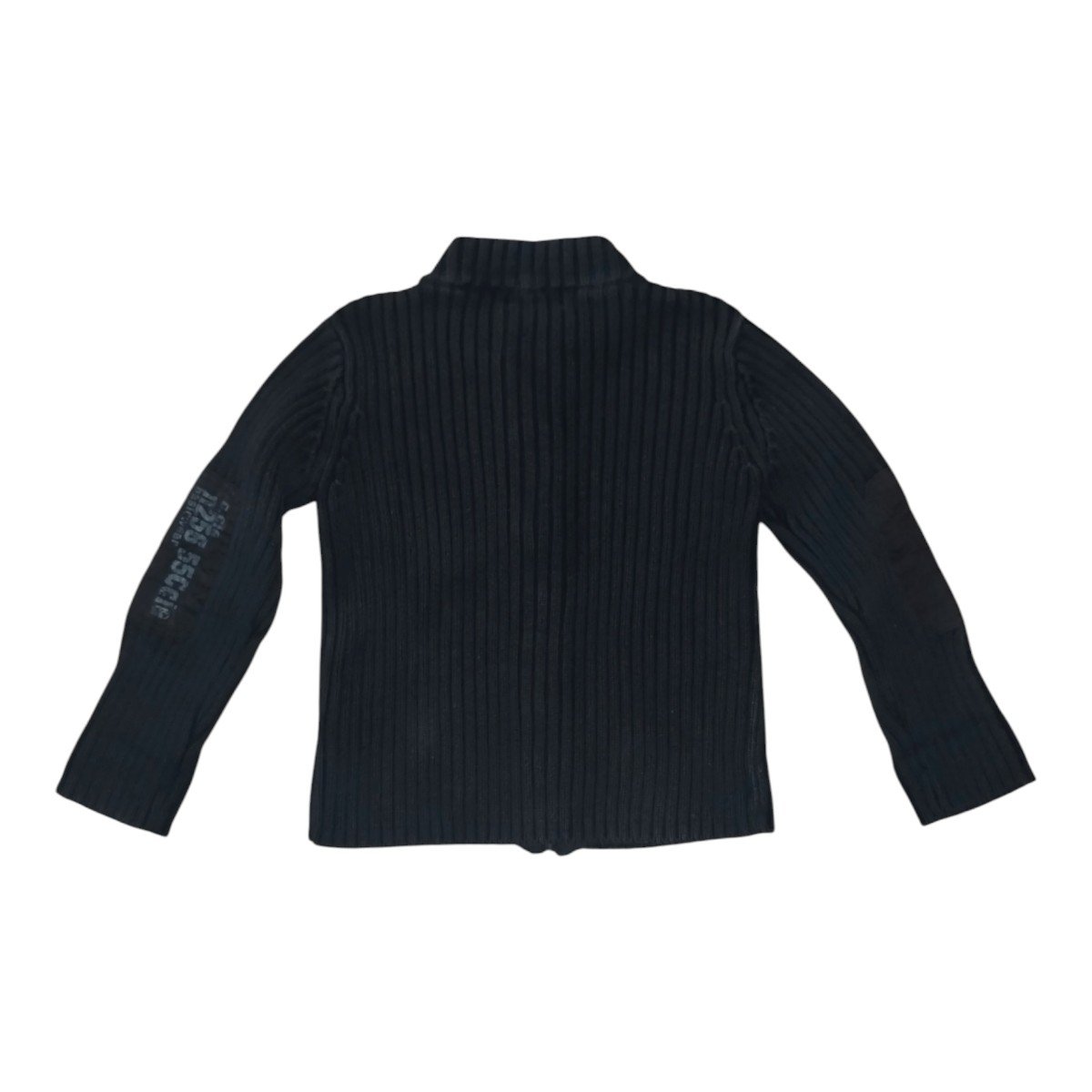 Gilet zippé en maille côtelée bleu nuit pour garçon, en taille 4 ans / 102 cm (verso)