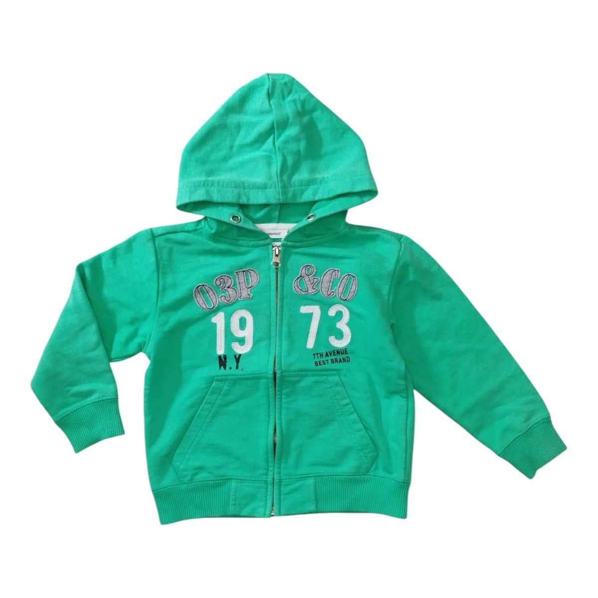 Veste sweat zippée à capuche vert vif 3 Pommes – 4 ans / 102 cm