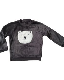 Sweat molleton peluche ours gris anthracite Gémo – 4 ans