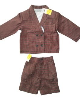 Costume rétro à carreaux veste & short Création Providence Paris – 3 ans