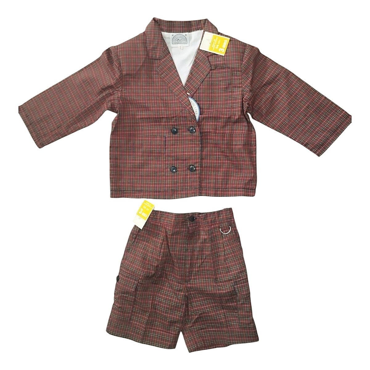 Costume rétro à carreaux veste & short Création Providence Paris – 3 ans