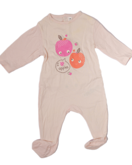 Pyjama dors-bien bébé rose « I ♥ Apples » Carrefour – 3 mois / 62 cm