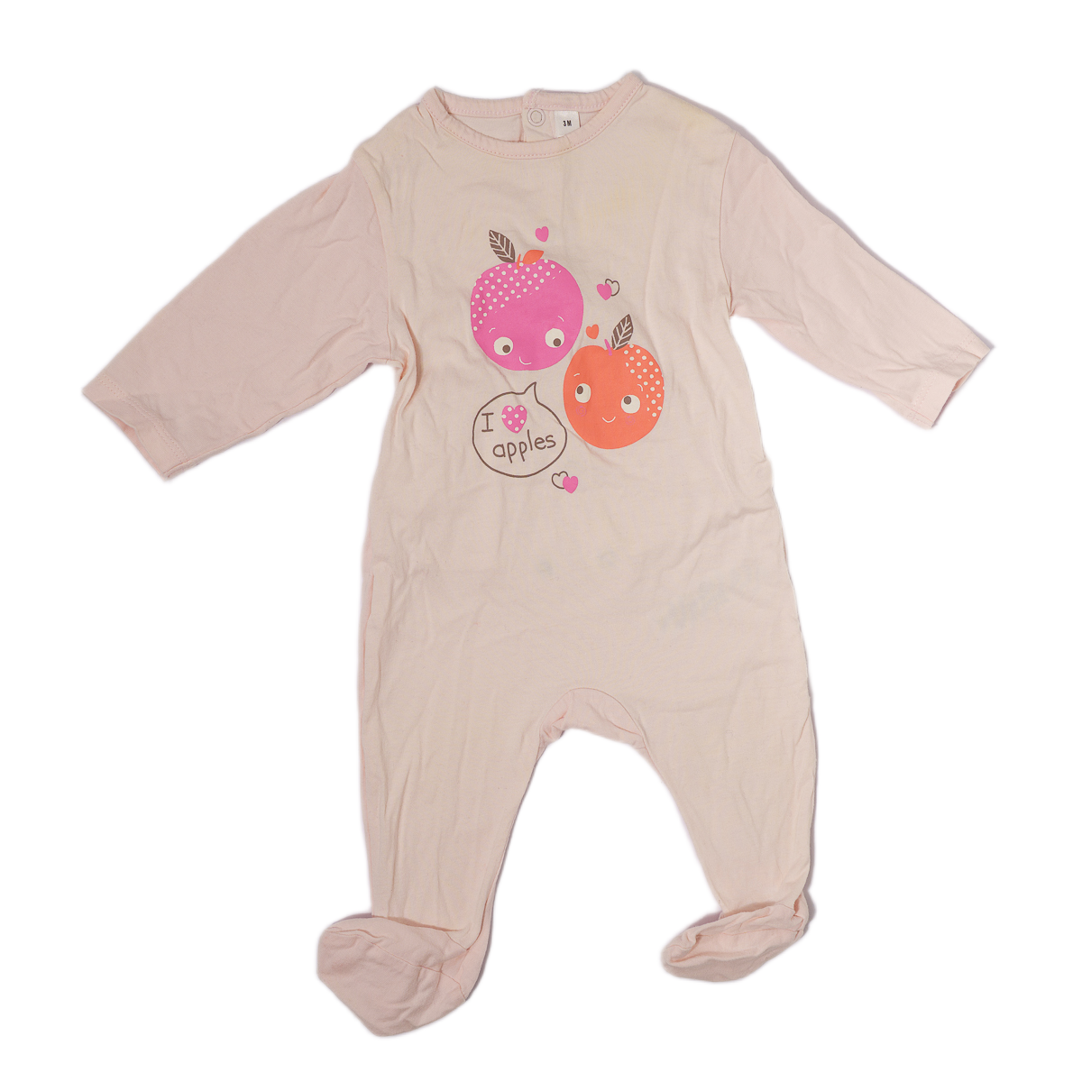 Pyjama dors-bien une-pièce pour Pyjama dors-bien bébé rose « I ♥ Apples » Carrefour – 3 mois / 62 cm