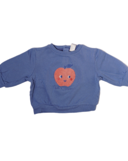 Sweat bébé TEX Baby « Belle à croquer » bleu denim – 6 mois