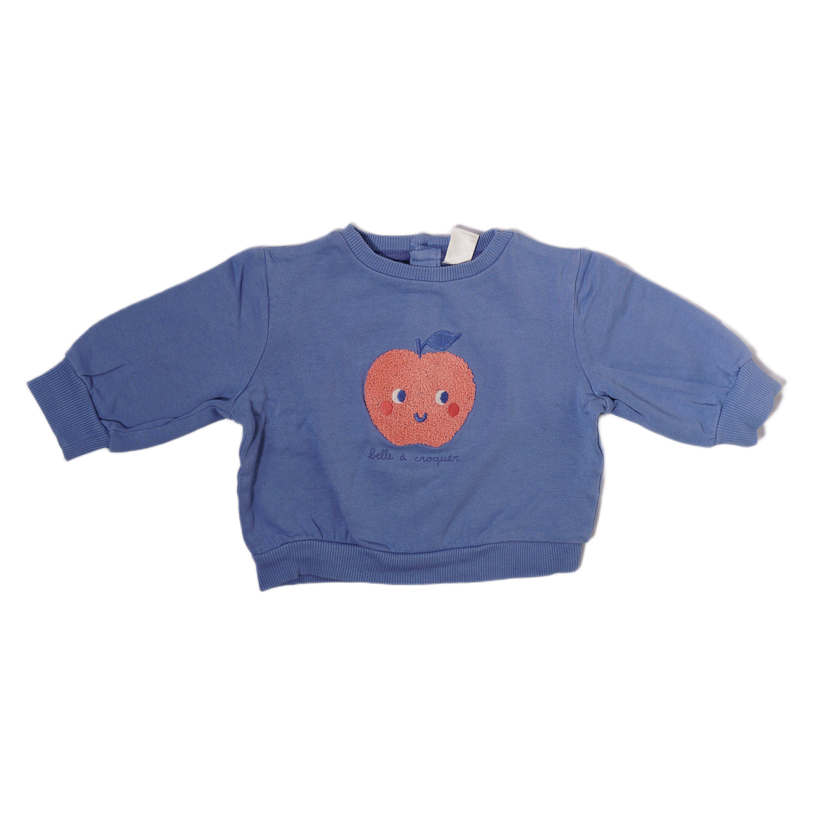 Sweat bébé TEX Baby « Belle à croquer » bleu denim – 6 mois